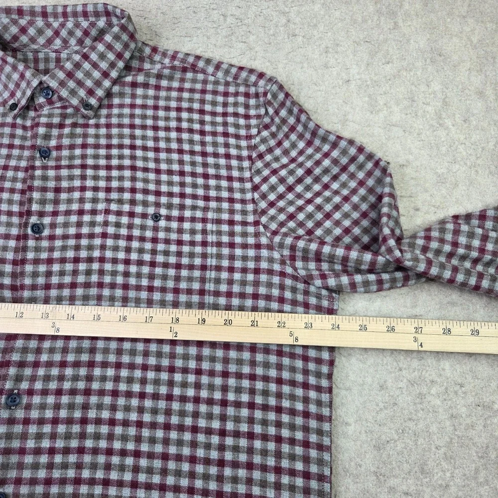 Johnnie-O Hangin out Flannel Shirt Mens L Red Gingham Check Long Sleeve Button